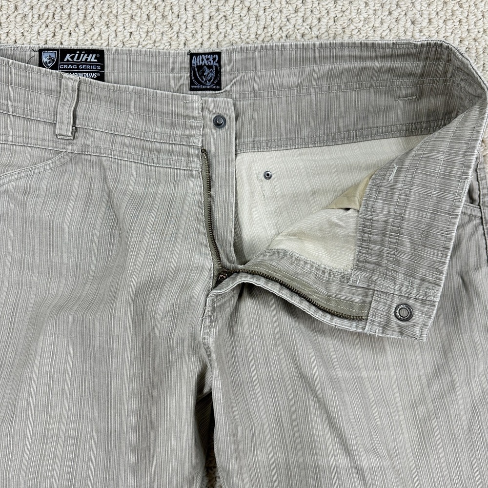 Kuhl Crag Series Pants Mens 40x32 Beige Tan Pinstripe Hiking Outdoor Gorpcore - Picture 4 of 14